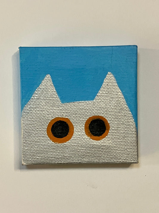 Cat Magnet - Blue and Silver